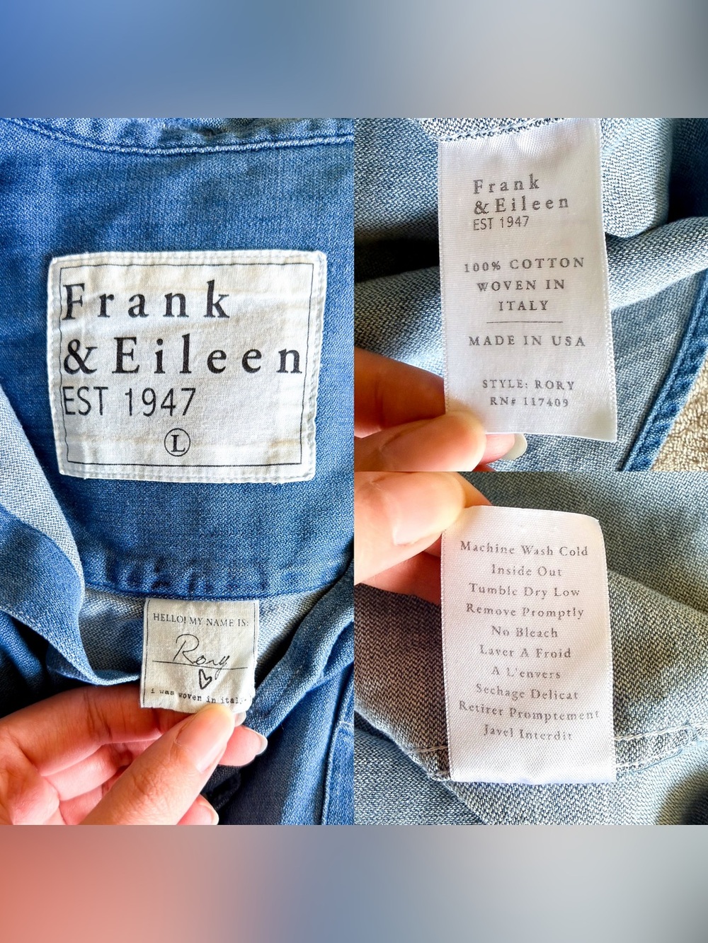Frank & Eileen Rory Denim Maxi Shirt Dress Vintage Stonewashed Indigo Large EUC - Picture 6 of 9
